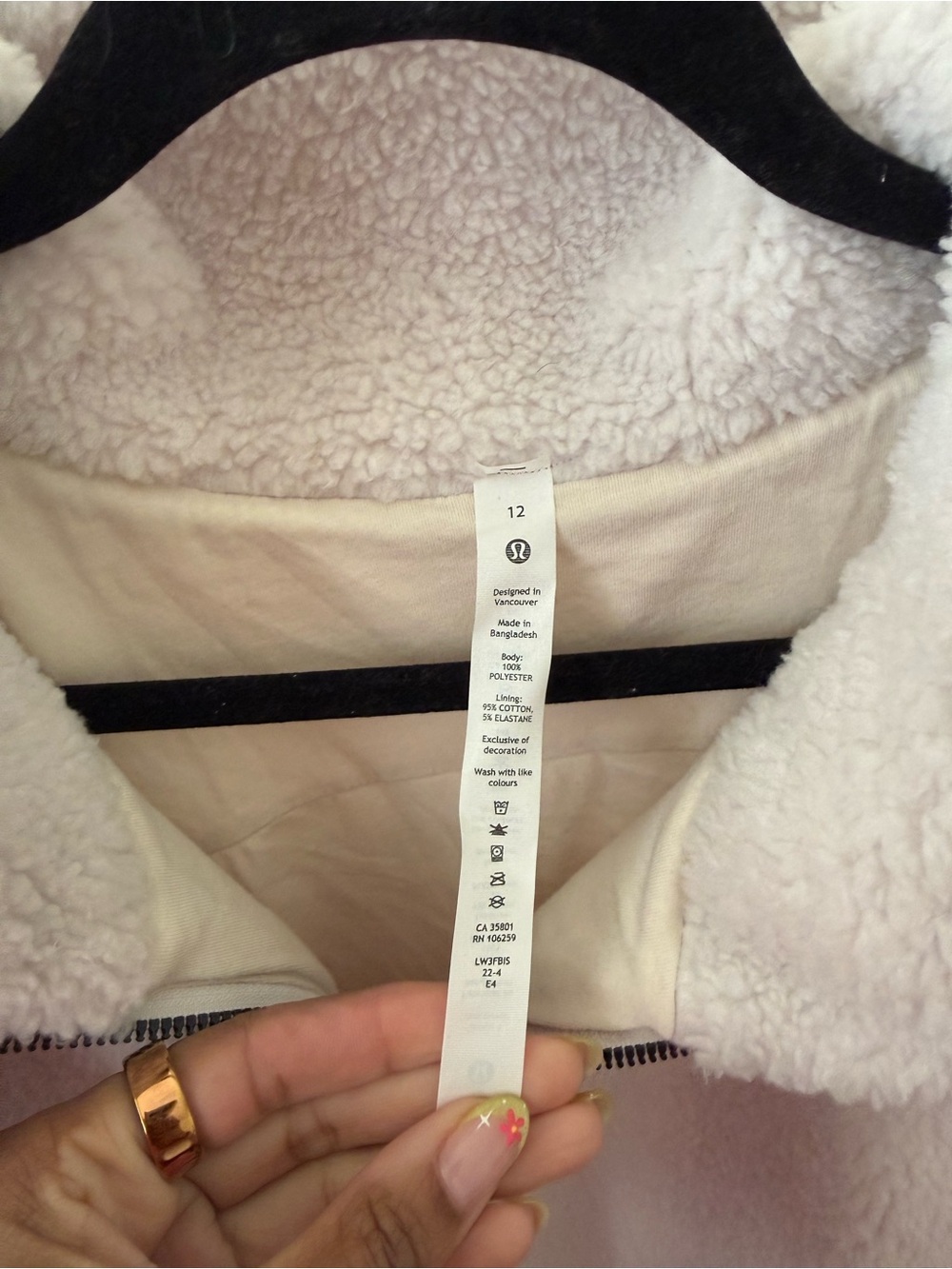 NWT Lululemon Cinchable Fleece Zip-Up in Bone Size 12 - Picture 6 of 7